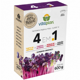 FERTILIZANTE 4 EM 1 TORTA DE MAMONA E FARINHA DE OSSO E HUMUS E CARVAO VEGETAL 600G