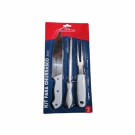 CONJUNTO PARA CHURRASCO LUXO INOX