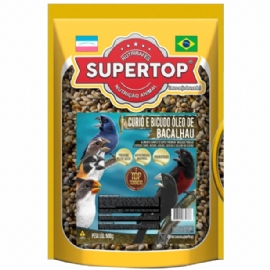 RACAO PARA PASSAROS SUPERTOP CURIO E BICUDO OLEO DE BACALHAU 500G SUPERTOP