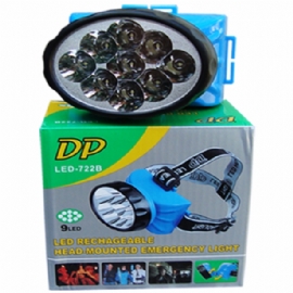 LANTERNA DE CABECA 9 LEDS RECARREGAVEL