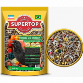 RACAO PARA PASSAROS SUPERTOP TRITURADA SECA COM FRUTAS 500G SUPERTOP