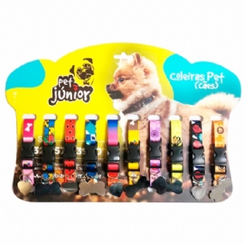 DISPLAY COLEIRA DE SEDA LUXO COM PINGENTE PET JUNIOR 10UN PARA CAES