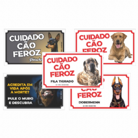 PLACA DE ADVERTENCIA 19,5 X 33CM CAO FEROZ