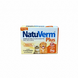 VERMIFUGO NATUVERM PLUS PARA CAES E GATOS ATE 2KG CAIXA COM 1 BLISTER  VETBRAS