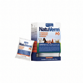 VERMIFUGO NATU VERM EM PO SOLUVEL PARA ANIMAIS DE GRANDE PORTE DISPLAY COM 25 SACHES VETBRAS