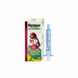 VERMIFUGO VERMEX PARA CAES E GATOS SABOR MORANGO INDUBRAS