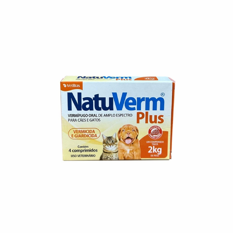 Vermfugo NatuVerm Plus Para Ces e Gatos at 2KG Caixa com 1 Blister 