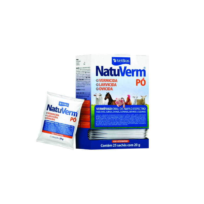 Vermfugo Natu Verm em P Solvel para Animais de Grande Porte Display com 25 Sachs