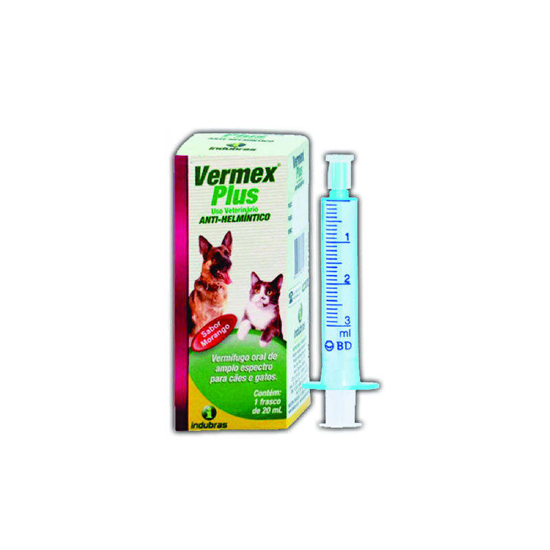 Vermfugo Vermex Plus para Ces e Gatos Sabor Morango